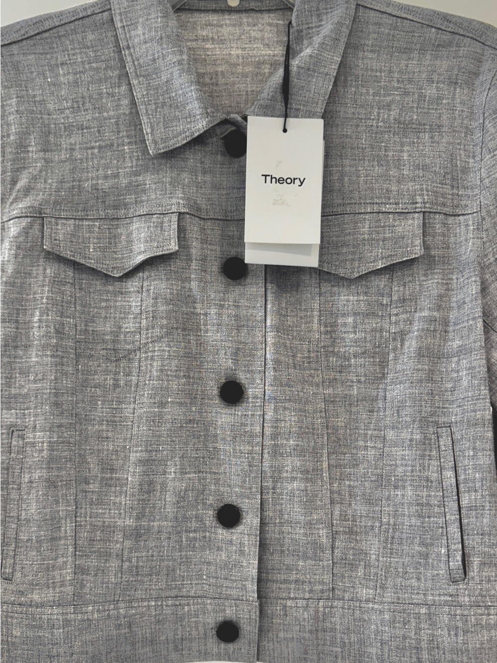 Theory Women's Heather Gray Button-Front Jean Jacket